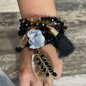 Black stack bracelets